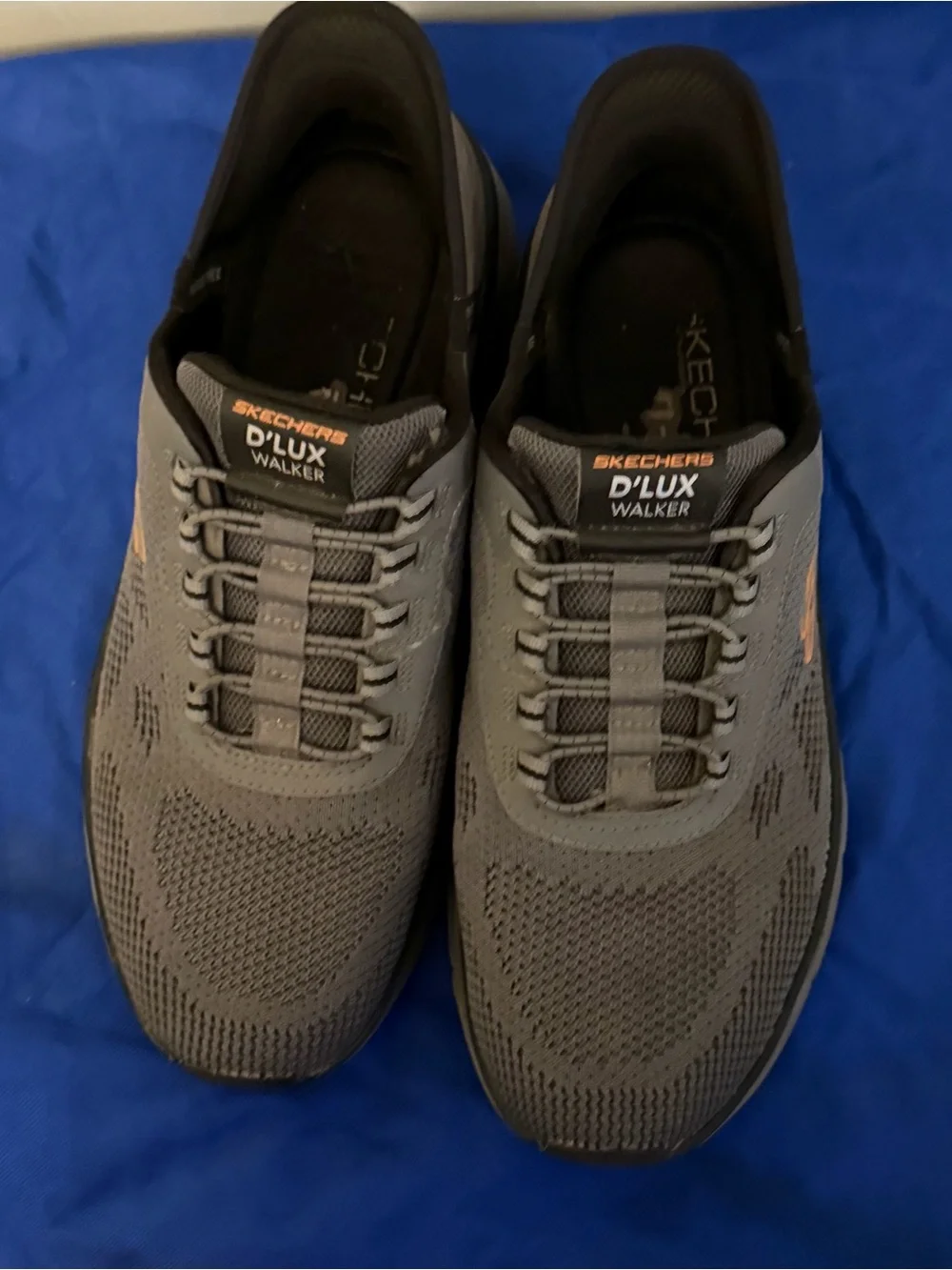 Skechers Slip-Ins D'LUX Walker 2.0 Gray Slip-On Sneakers with Gold Accent